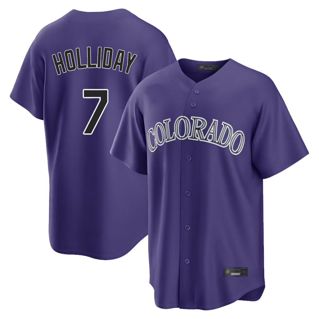 Colorado Rockies #7 Matt Holliday Player Purple HeidiMiller Game Home Stitched Jerseys