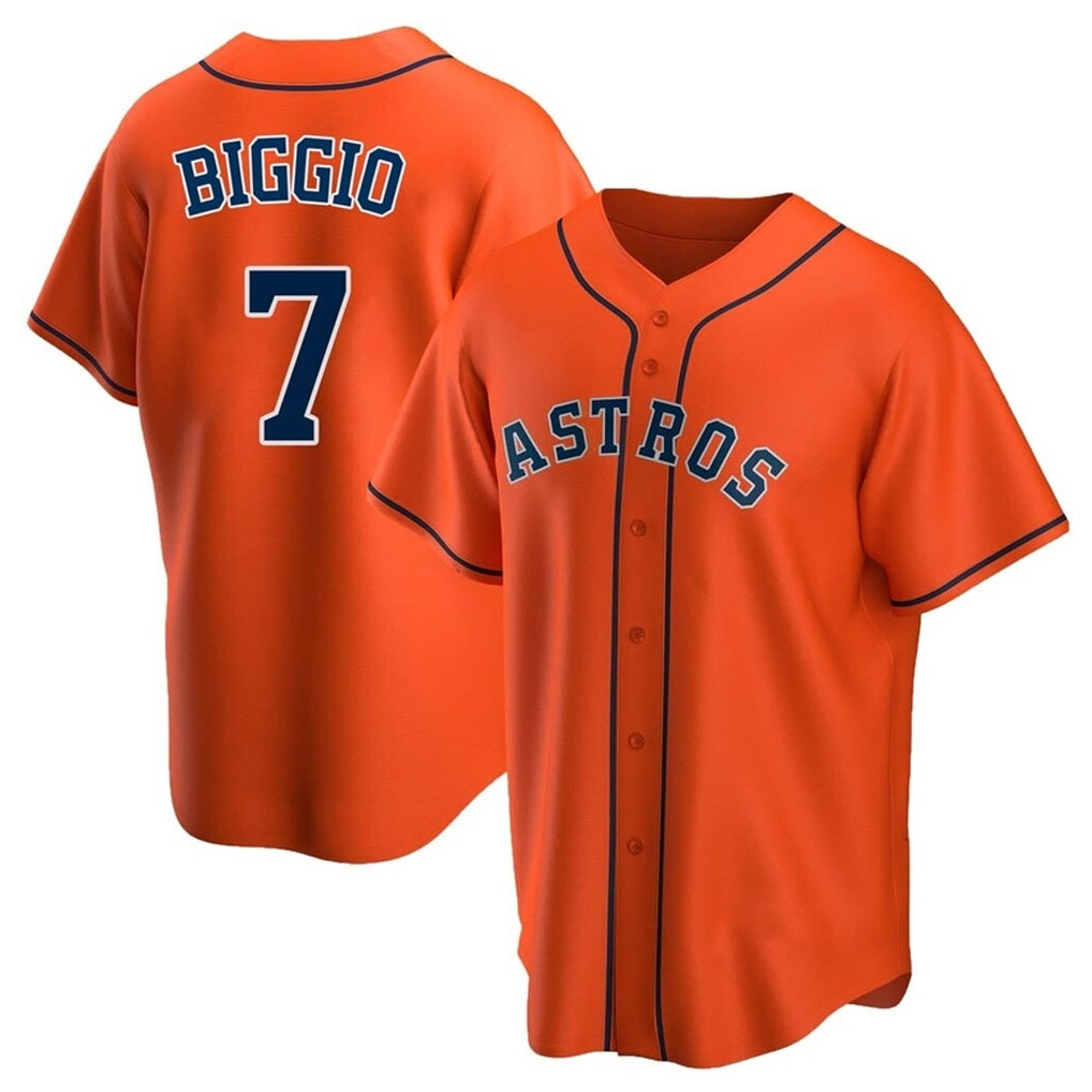 Houston Astros #7 Craig Biggio Player Orange HeidiMiller Home Game Stitched Jerseys