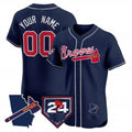 Custom Atlanta Braves 2024 Spring Training & Georgia Patch Vapor Premier Elite Jersey ¨CNavy HeidiMiller