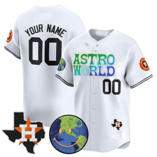 Custom Houston Astros Cactus Jack Astro World Vapor Premier Limited Jersey ¨C White HeidiMiller