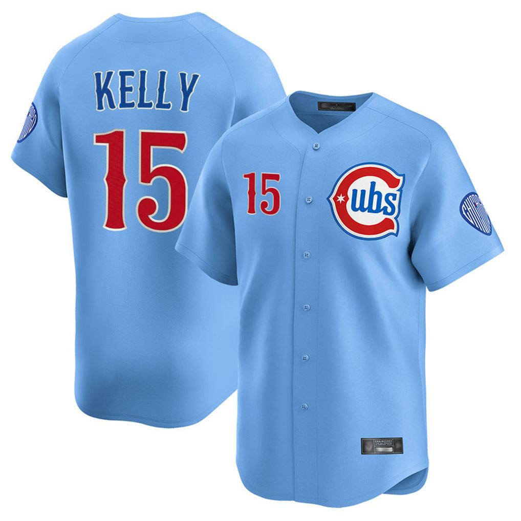 Chicago Cubs #15 Carson Kelly Player Light Blue HeidiMiller Limited Home Stitched Jerseys