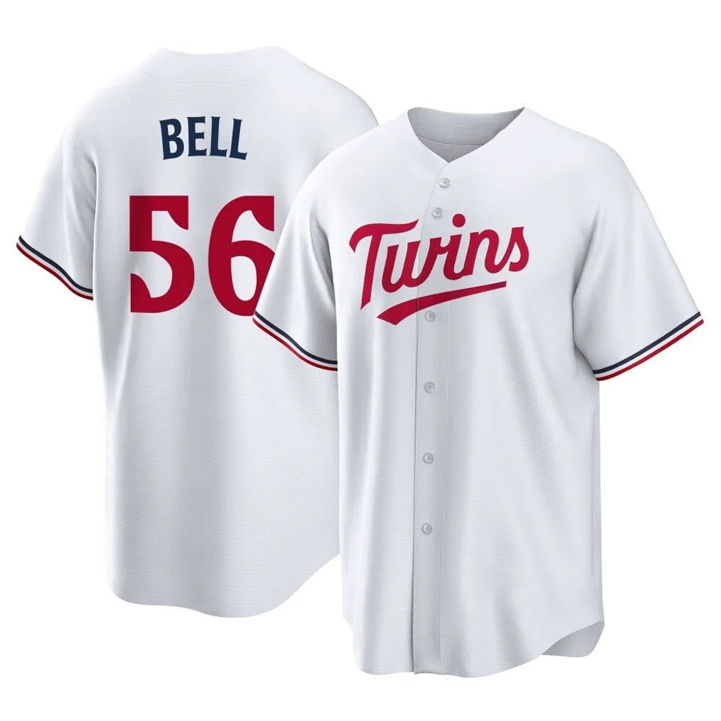 Minnesota Twins #56 Josh Bell Player White HeidiMiller Home Game Stitched Jerseys