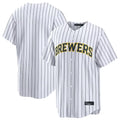 Milwaukee Brewers Blank Player White HeidiMiller Stripes Home Limited Stitched Jerseys