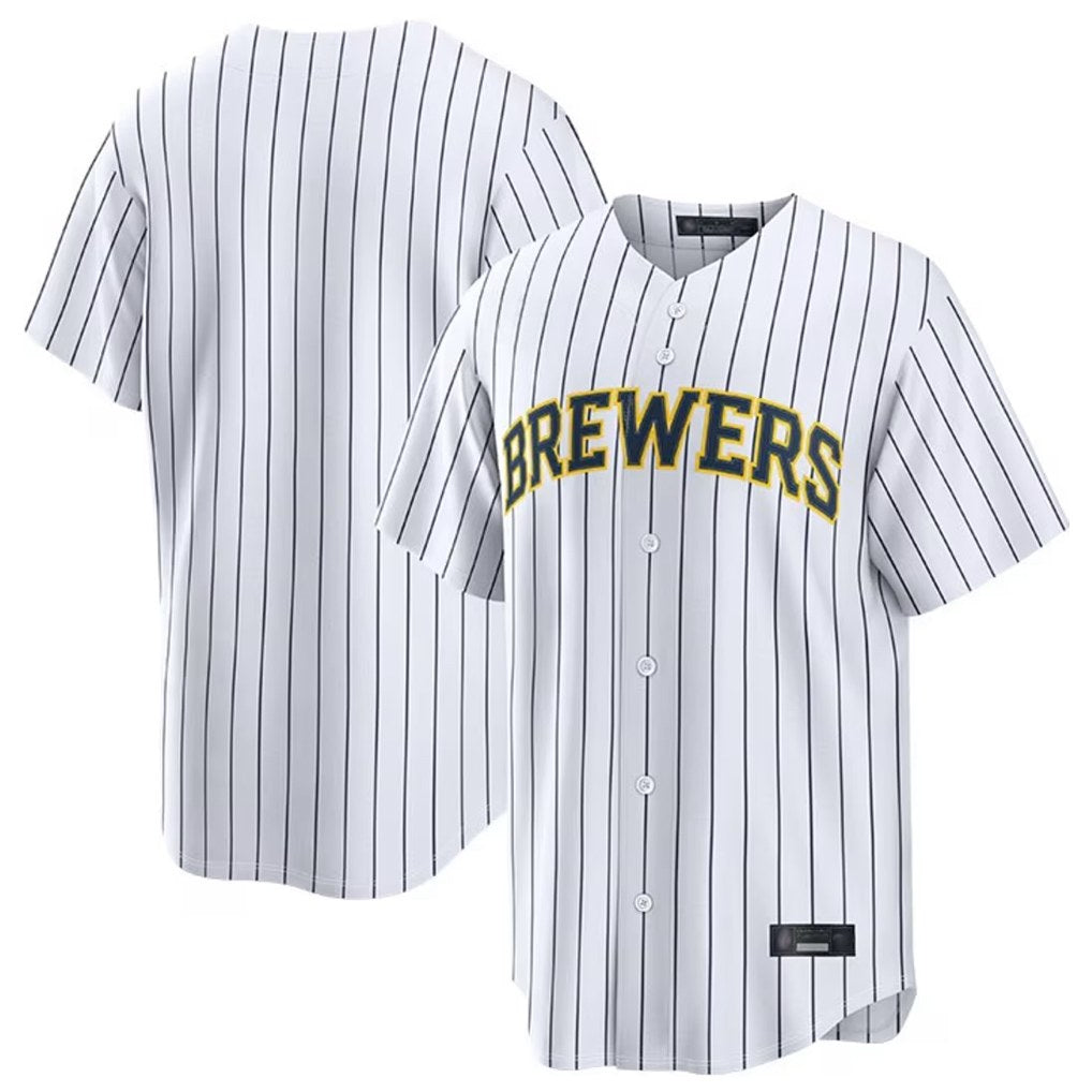 Milwaukee Brewers Blank Player White HeidiMiller Stripes Home Limited Stitched Jerseys