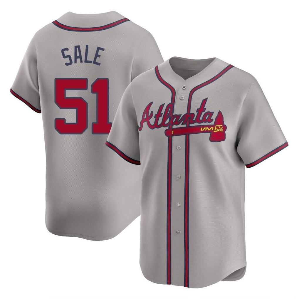 Atlanta Braves #51 Chris Sale Player Gray HeidiMiller Limited Home Game Stitched Jerseys