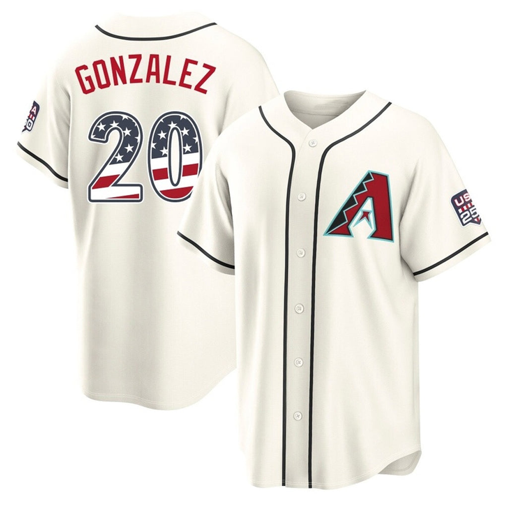 Arizona Diamondbacks #20 Luis Gonzalez Player Cream HeidiMiller USA 250 Fourth of July Home Game Stitched Jerseys