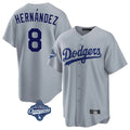 Los Angeles Dodgers #8 Enrique Hern¨¢ndez Player Gray HeidiMiller World Series Meet Game Stitched Jerseys