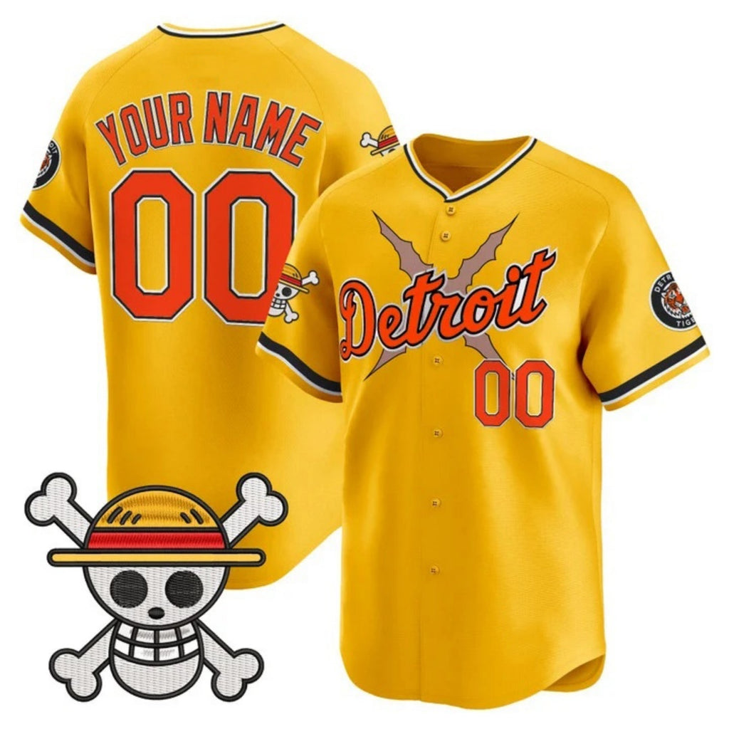 Custom Detroit Tigers x One Piece Gold HeidiMiller Vapor Premier Limited Jersey - Stitched