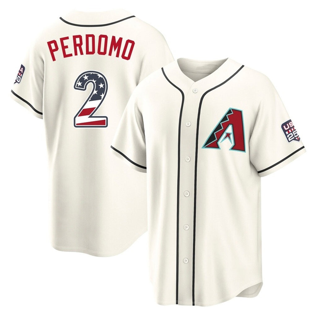Arizona Diamondbacks #2 Geraldo Perdomo Player Cream HeidiMiller USA 250 Fourth of July Home Game Stitched Jerseys