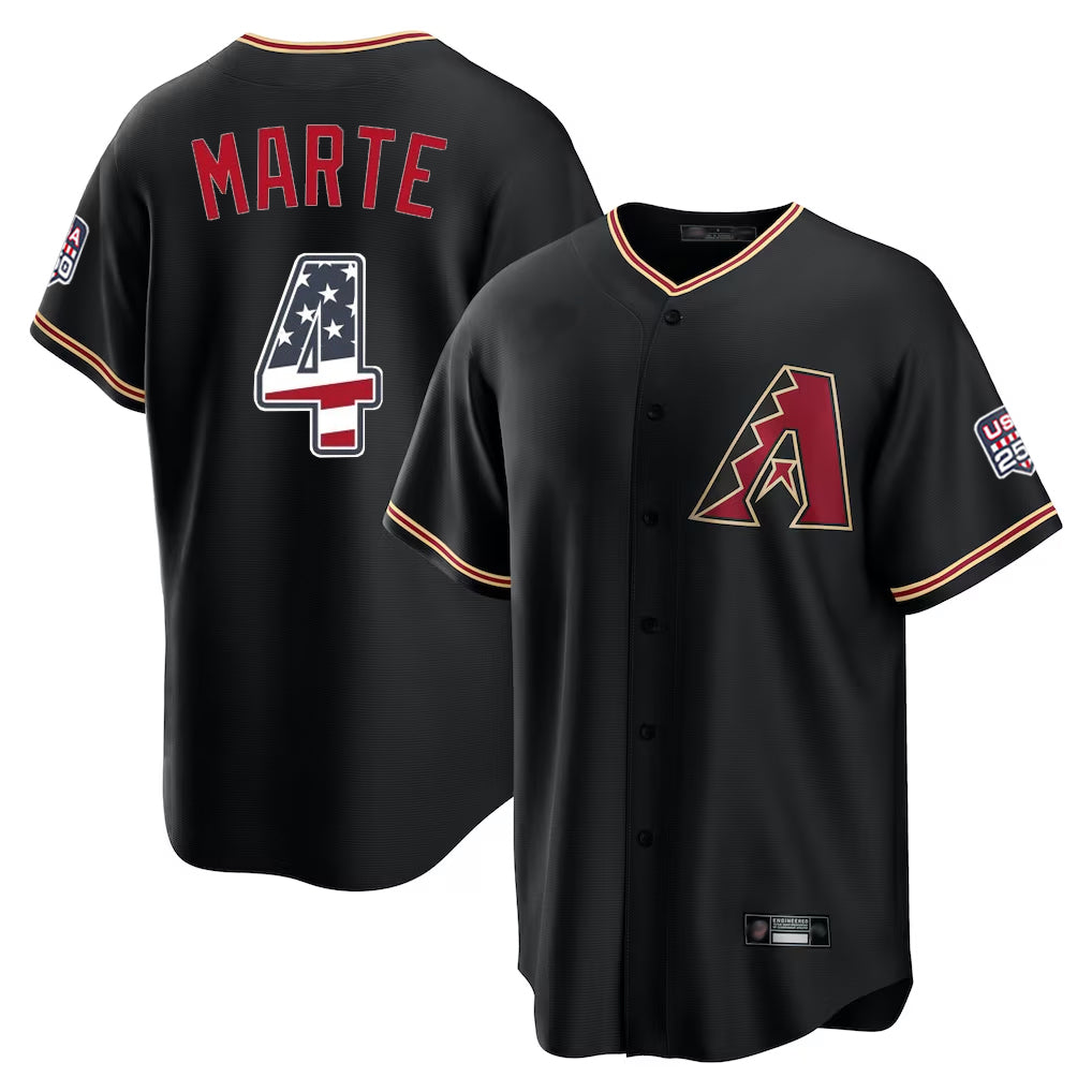 Arizona Diamondbacks #4 Ketel Marte Player Black HeidiMiller USA 250 Fourth of July Game Home Stitched Jerseys