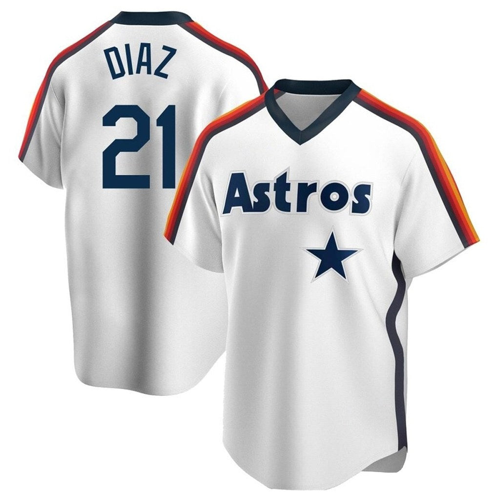 Houston Astros #21 Yainer Diaz Player White HeidiMiller Cooperstown Collection T-shirt Stitched Jerseys