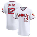 Los Angeles Angels #12 Jorge Soler Player White HeidiMiller T-shirt Home Limited Elite Stitched Jerseys