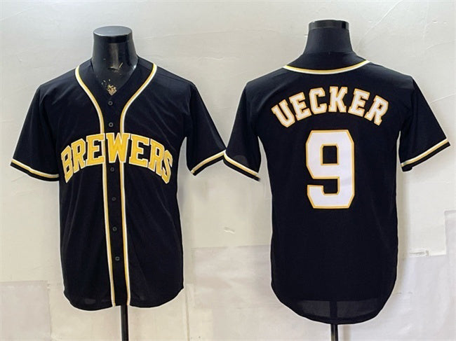Milwaukee Brewers #9 Bob Uecker 2026 Fashion Replica Black HeidiMiller Out Stitched Jersey