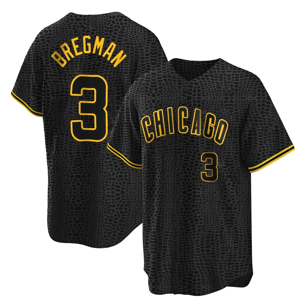 Chicago Cubs #3 Alex Bregman Player Black HeidiMiller Snake Skin City Game Stitched Jerseys