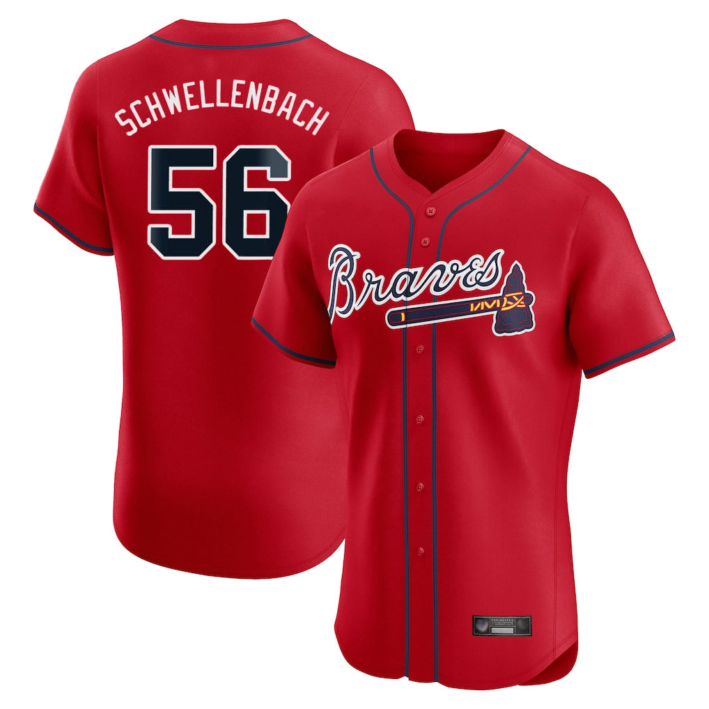 Atlanta Braves #56 Spencer Schwellenbach Player Red HeidiMiller Limited Elite Home Game Stitched Jerseys