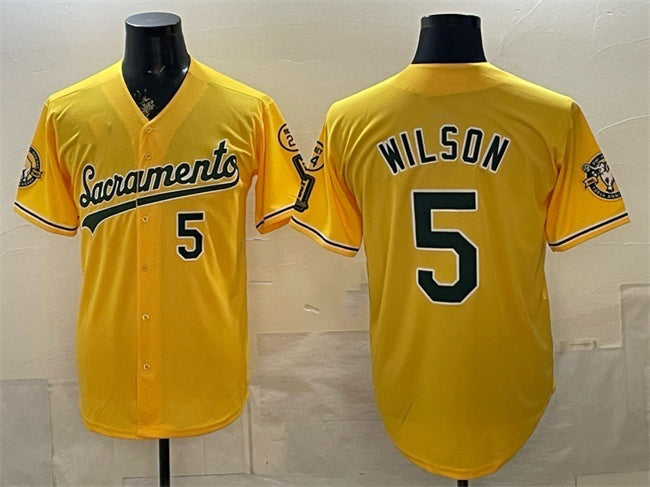 Oakland Athletics #5 Jacob Wilson 2026 Yellow HeidiMiller Alternate Sacramento Celebrating 125 Years Vapor Limited Stitched Jersey