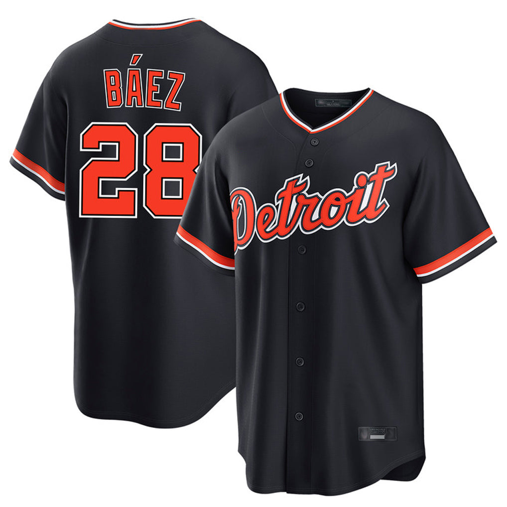 Detroit Tigers #28 Javier Baez Player Navy HeidiMiller Home Game Stitched Jerseys