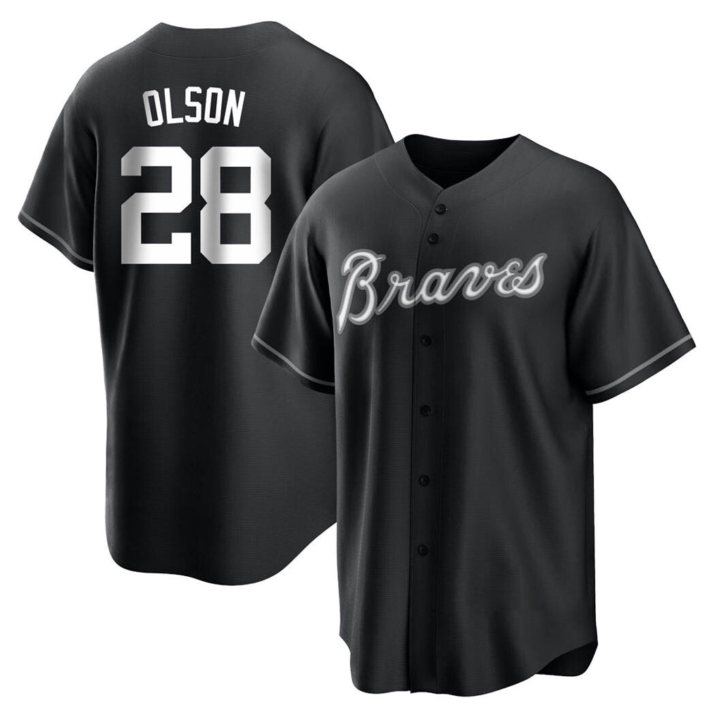 Atlanta Braves #28 Matt Olson Player Black HeidiMiller Home Game Stitched Jerseys