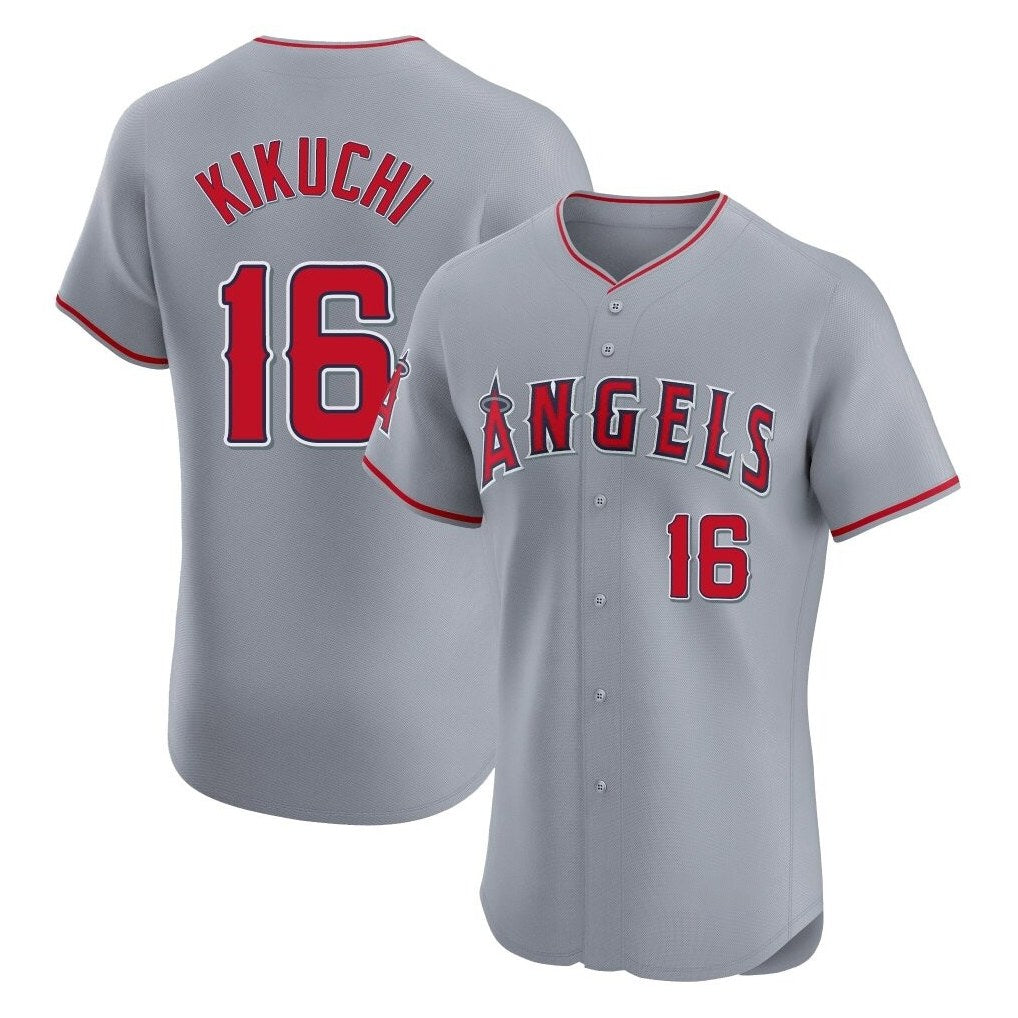 Los Angeles Angels #16 Yusei Kikuchi Player Gray HeidiMiller Home Limited Elite Stitched Jerseys