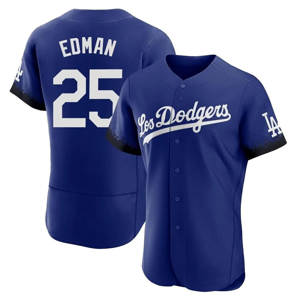 Los Angeles Dodgers #25 Tommy Edman Player Royal HeidiMiller City Connect Elite Home Stitched Jerseys