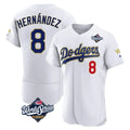 Los Angeles Dodgers #8 Enrique Hern¨¢ndez Player Gold White HeidiMiller World Series 2026 Collection Stadium Limited Elite Stitched Jerseys