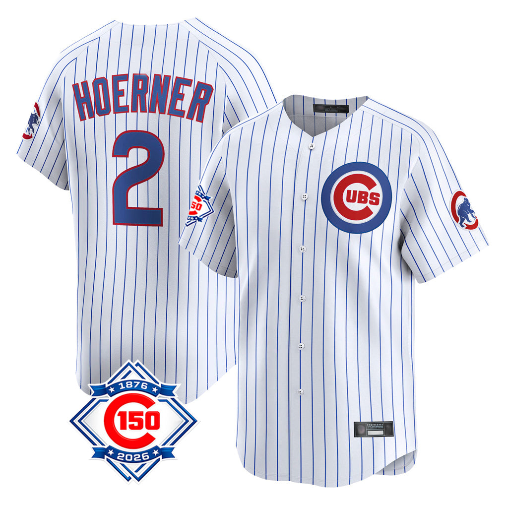 Chicago Cubs #2 Nico Hoerner Player White HeidiMiller 150th Anniversary Limited Home Game Stitched Jerseys