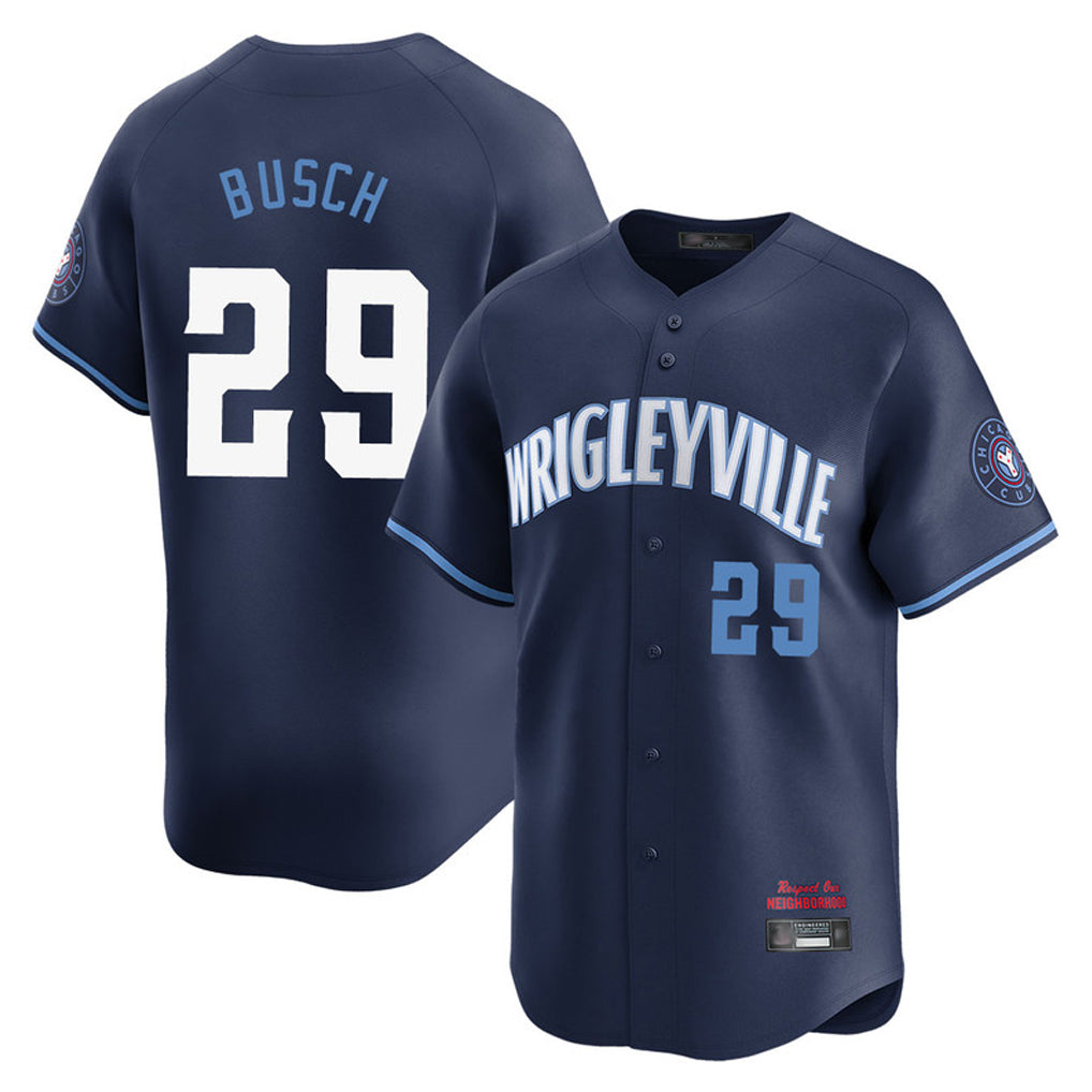 Chicago Cubs #29 Michael Busch Player Navy HeidiMiller City Connect Limited Home Stitched Jerseys