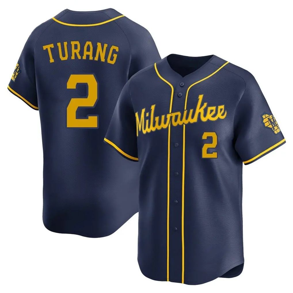 Milwaukee Brewers #2 Brice Turang Player Navy HeidiMiller Home Limited Stitched Jerseys