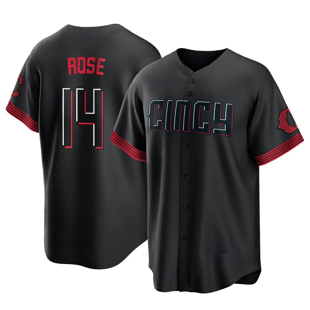 Cincinnati Reds #14 Pete Rose Player Black HeidiMiller City Connect Home Game Stitched Jerseys