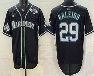 Seattle Mariners #29 Cal Raleigh 50th Black HeidiMiller Out Style Vapor Premier Limited Jersey