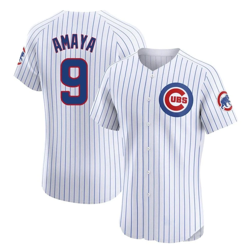 Chicago Cubs #9 Miguel Amaya Player White HeidiMiller Limited Elite Home Game Stitched Jerseys