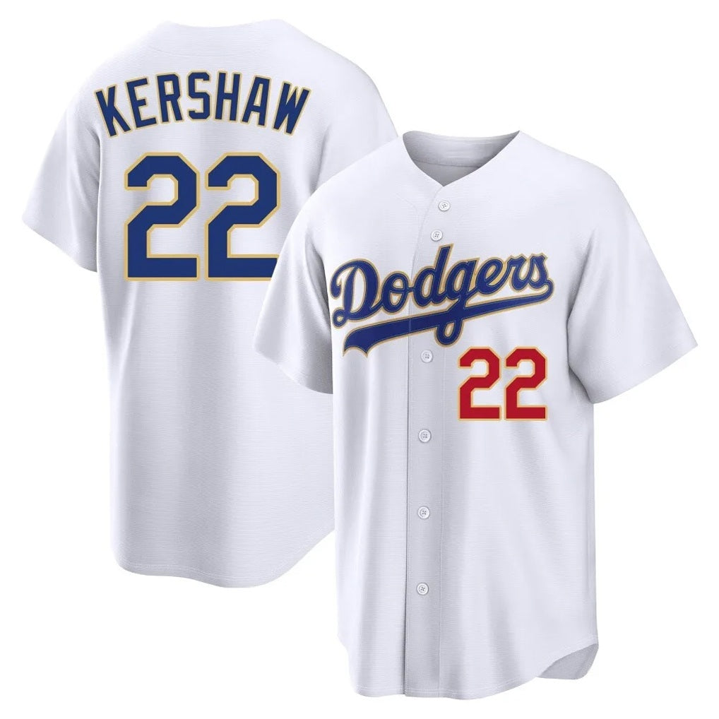 Los Angeles Dodgers #22 Clayton Kershaw Player Gold White HeidiMiller 2026 Collection Stadium Limited Stitched Jerseys