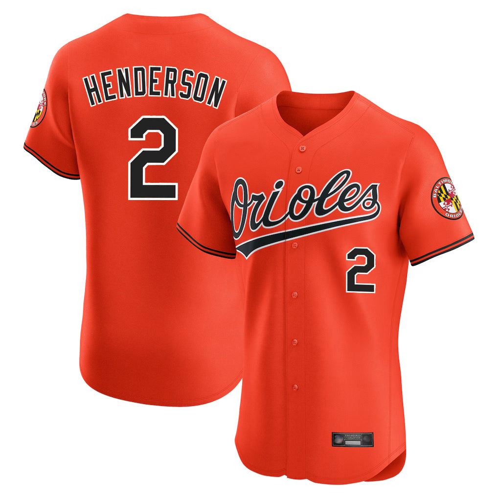 Baltimore Orioles #2 Gunnar Henderson Player Orange HeidiMiller Limited Elite Home Game Stitched Jerseys