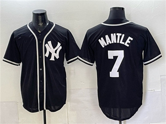 New York Yankees #7 Mickey Mantle 2026 Fashion Replica Black HeidiMiller Out Stitched Jersey
