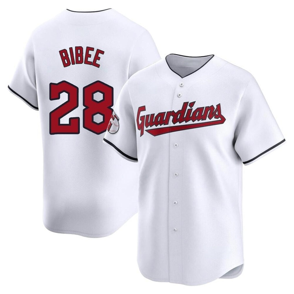 Cleveland Guardians #28 Tanner Bibee Player White HeidiMiller Limited Home Stitched Jerseys