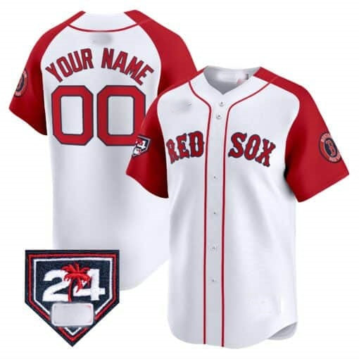 Custom Boston Red Sox 2024 Spring Training Patch Vapor Premier Limited Jersey ¨C  White Red HeidiMiller