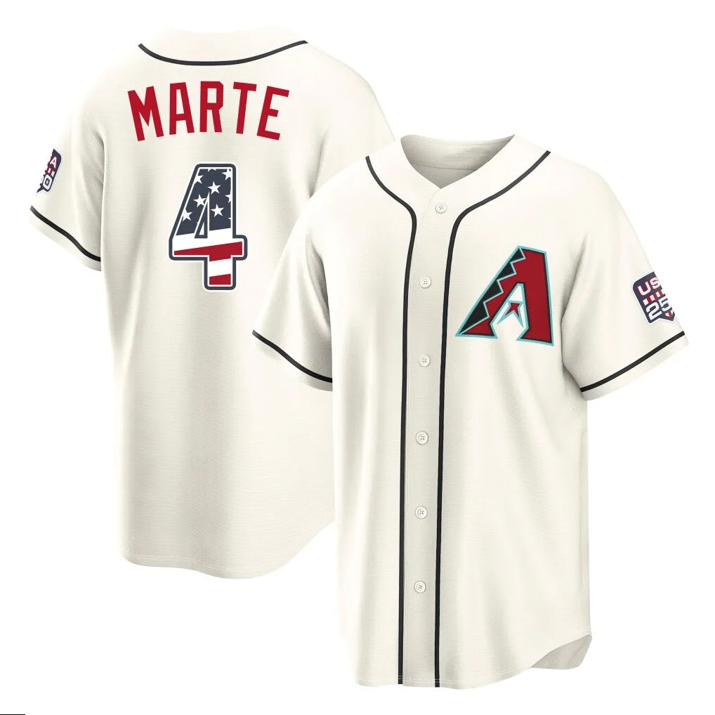 Arizona Diamondbacks #4 Ketel Marte Player Cream HeidiMiller USA 250 Fourth of July Home Game Stitched Jerseys