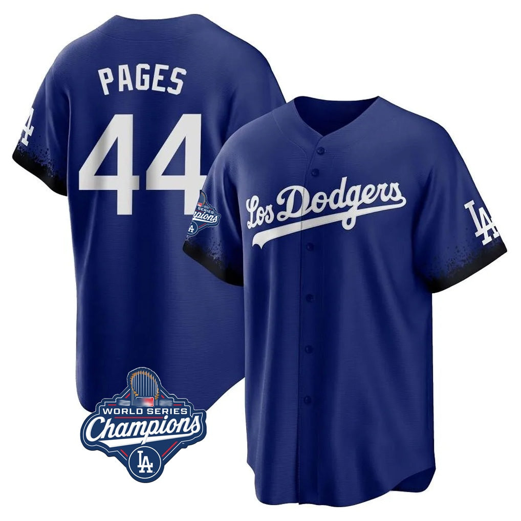 Los Angeles Dodgers #44 Andy Pages Player Royal HeidiMiller World Series Meet City Connect Home Game Stitched Jerseys
