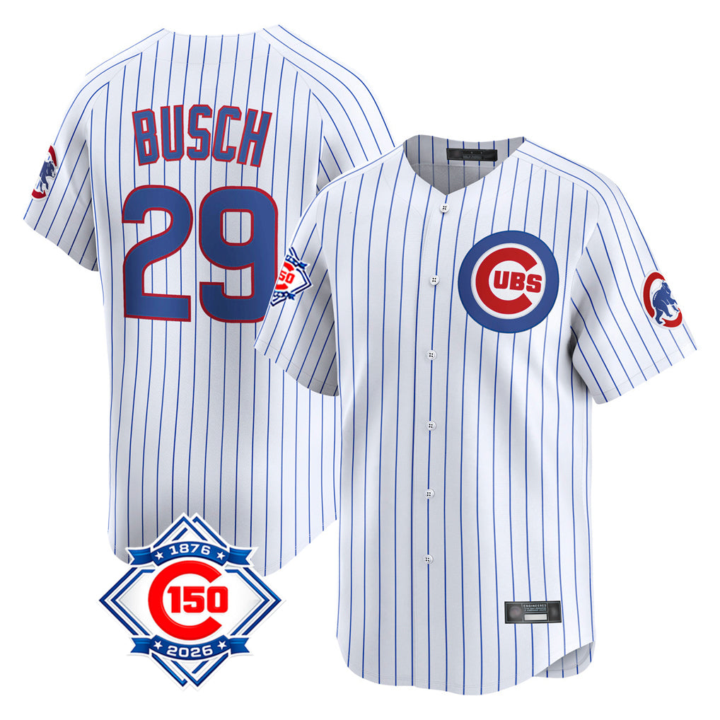 Chicago Cubs #29 Michael Busch Player White HeidiMiller 150th Anniversary Limited Home Game Stitched Jerseys