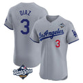 Los Angeles Dodgers #3 Edwin D¨ªaz Player Gray HeidiMiller World Series Limited Elite Home Stitched Jerseys