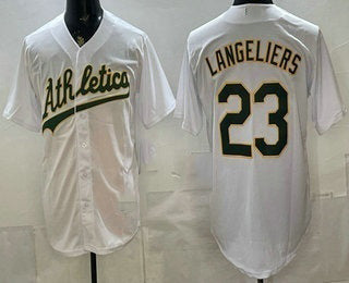 Oakland Athletics #23 Shea Langeliers White HeidiMiller Stitched Jersey