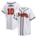 Atlanta Braves #10 Chipper Jones Player White Gold HeidiMiller Home Game Stitched Jerseys