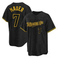 Minnesota Twins #7 Joe Mauer Player Black HeidiMiller Snake Skin City Home Game Stitched Jerseys