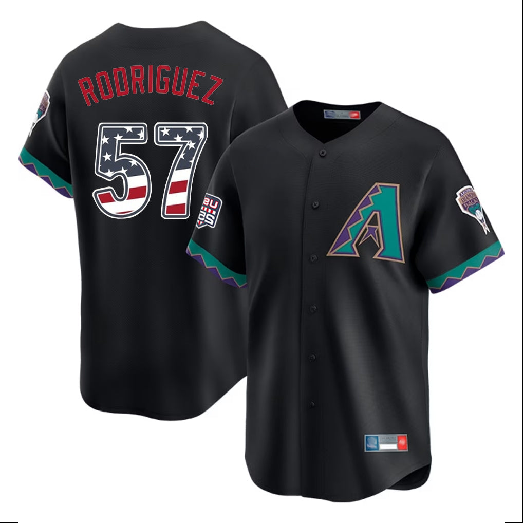 Arizona Diamondbacks #57 Eduardo Rodriguez Player Black HeidiMiller USA 250 Fourth of July Home Game Stitched Jerseys
