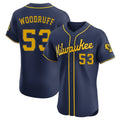 Milwaukee Brewers #53 Brandon Woodruff Player Navy HeidiMiller Home Limited Elite Stitched Jerseys