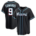 Miami Marlins #9 Xavier Edwards Player Black HeidiMiller Fashion Out Home Game Stitched Jerseys