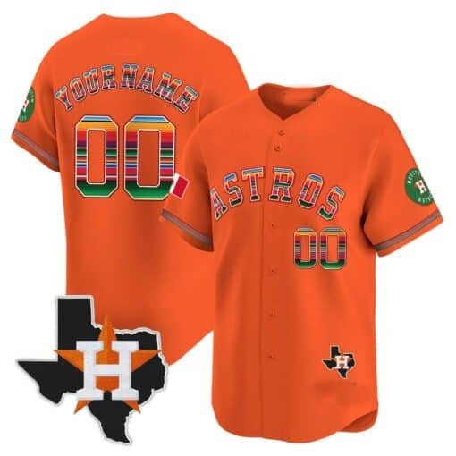 Custom Houston Astros Mexico Texas Patch Vapor Premier Limited Jersey ¨C Orange HeidiMiller