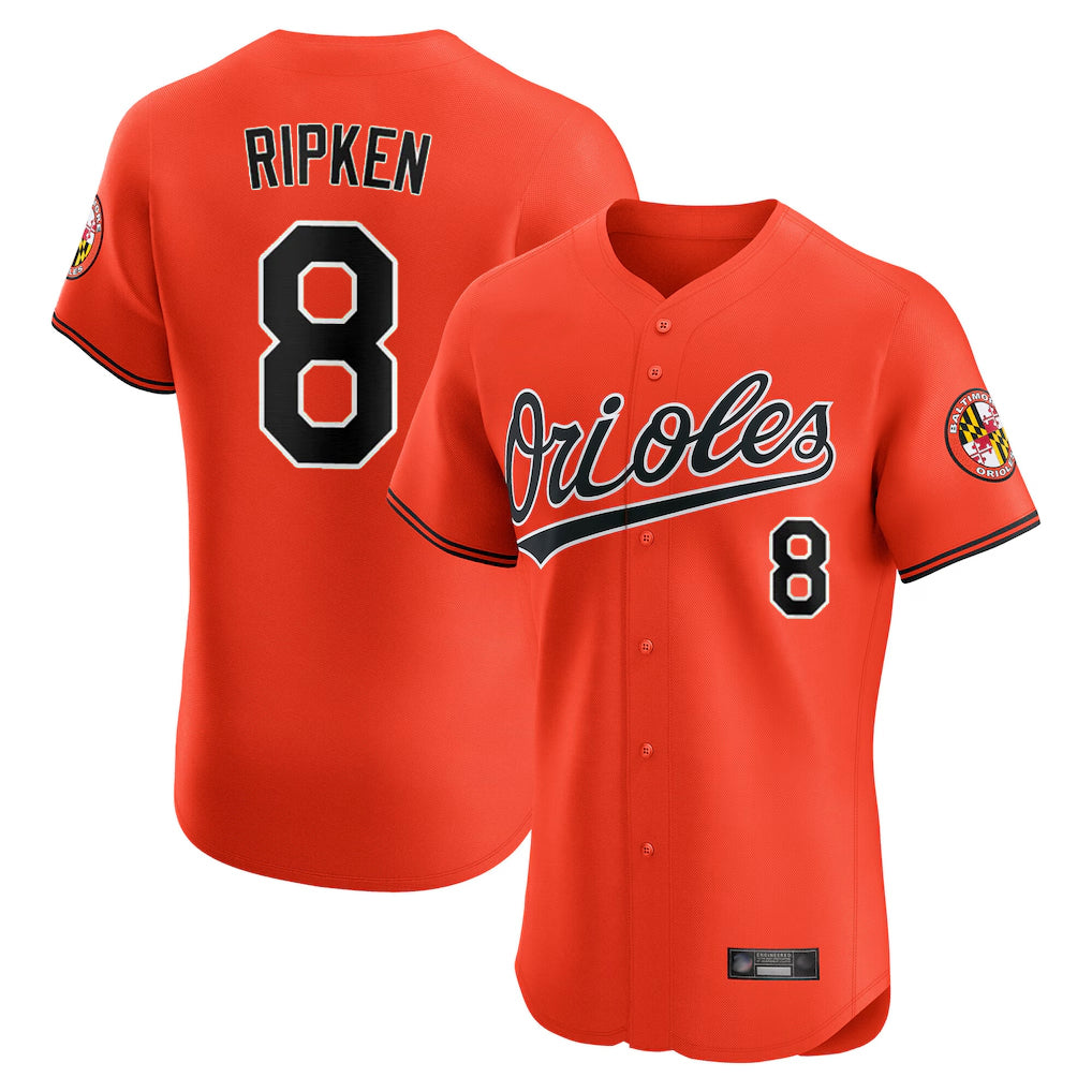 Baltimore Orioles #8 Cal Ripken Player Orange HeidiMiller Limited Elite Home Game Stitched Jerseys