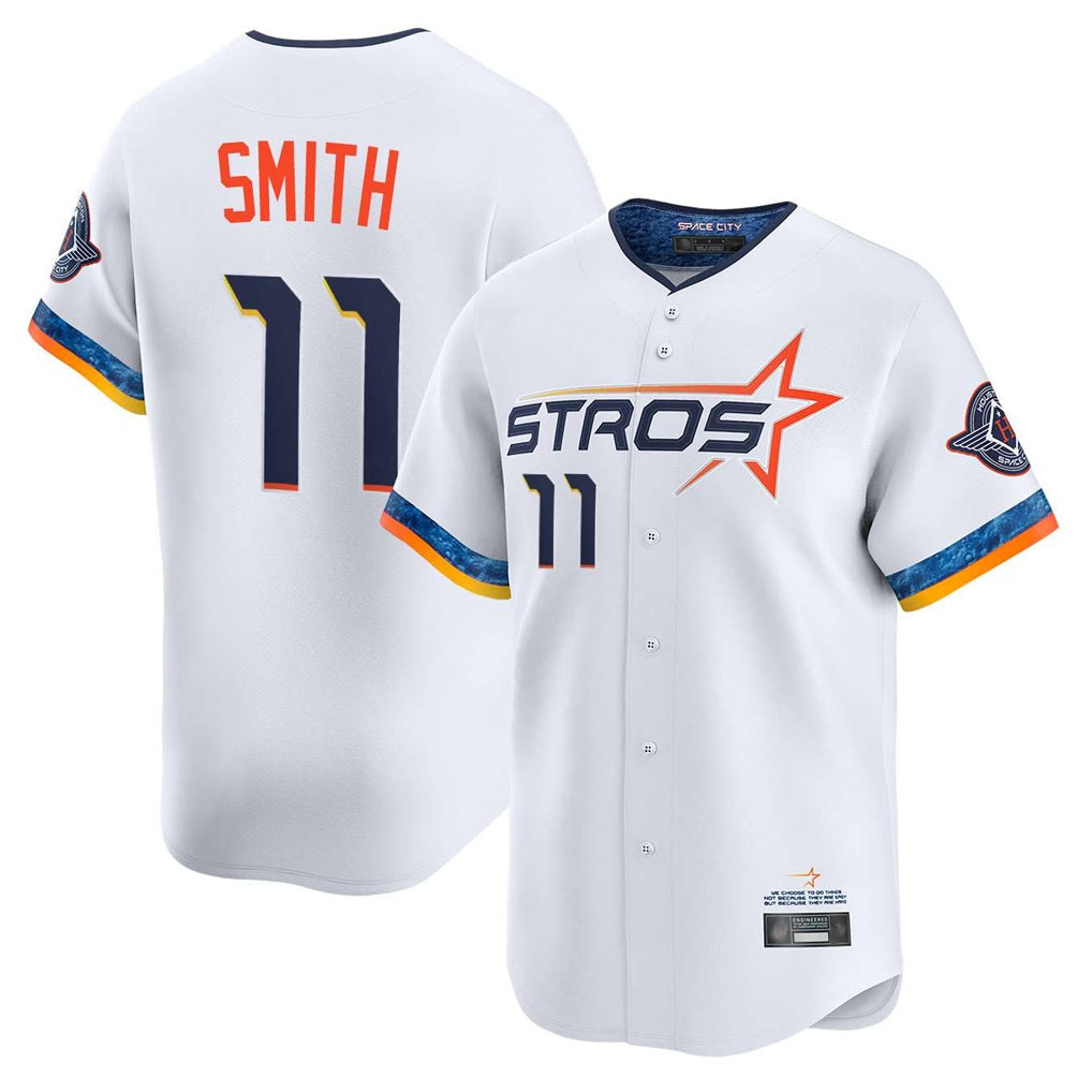 Houston Astros #11 Cam Smith Player White HeidiMiller City Connect Limited Home Stitched Jerseys