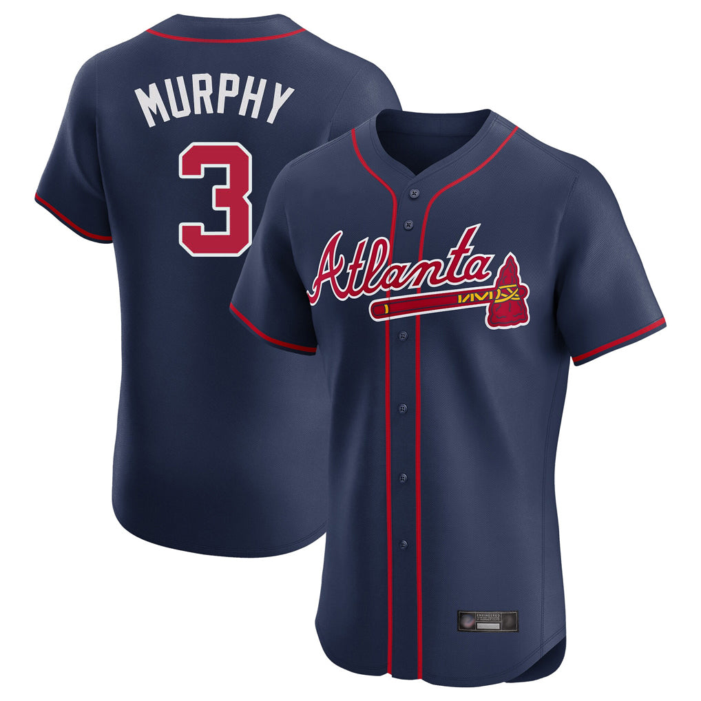 Atlanta Braves #3 Dale Murphy Player Navy HeidiMiller Limited Elite Home Game Stitched Jerseys